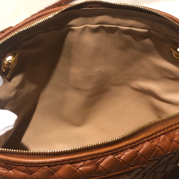 VINTAGE BOTTEGA VENETA Intrecciato Napa Shoulder Bag  Brown Gold HW - Picture 9 of 14